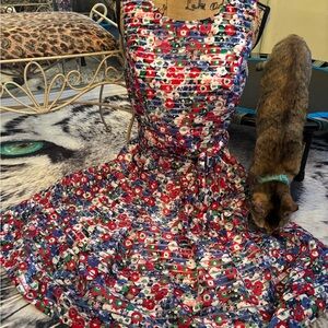 Tommy Hilfiger Floral Midi Dress in Red, Blue, White